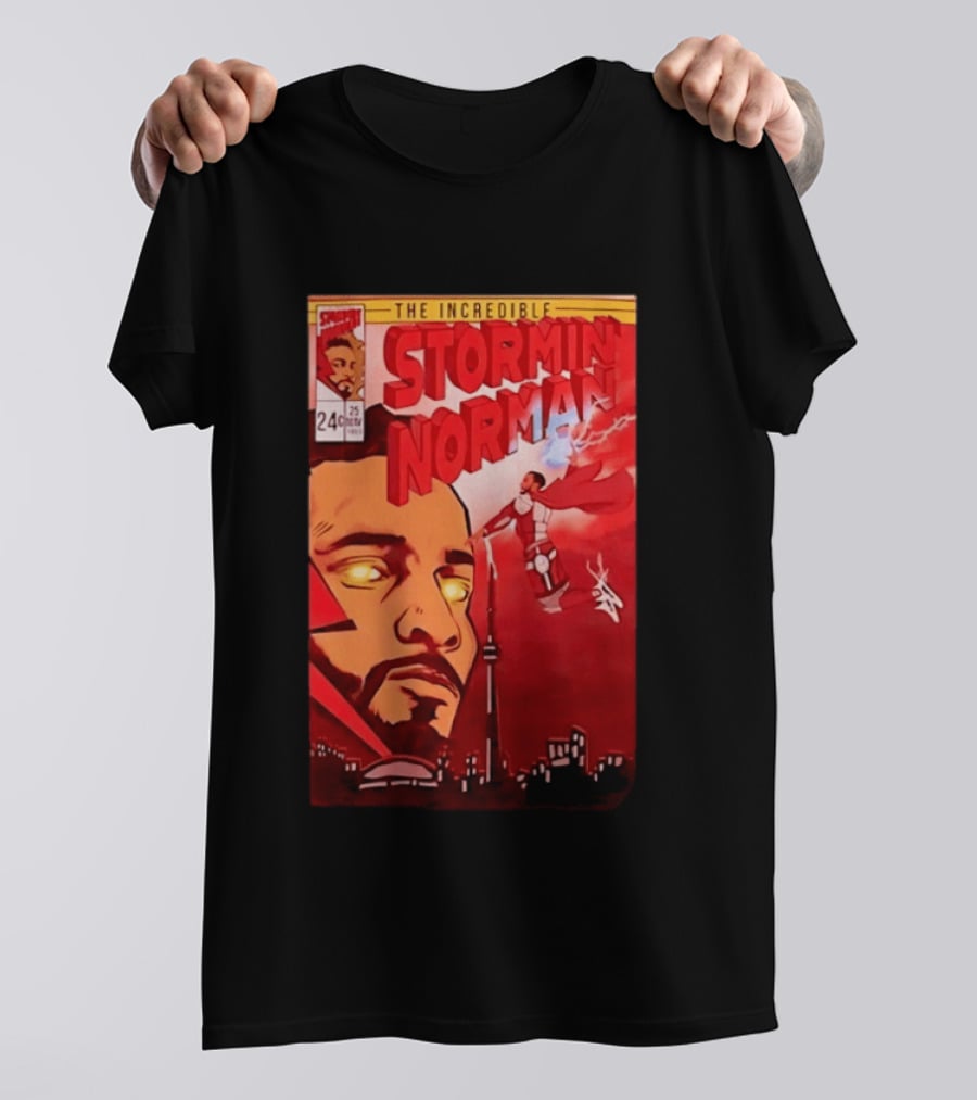 The Incredible Stormin Norman Comic Book Flying Superhero Cityscape 25 Cent Issue 24 T-Shirt