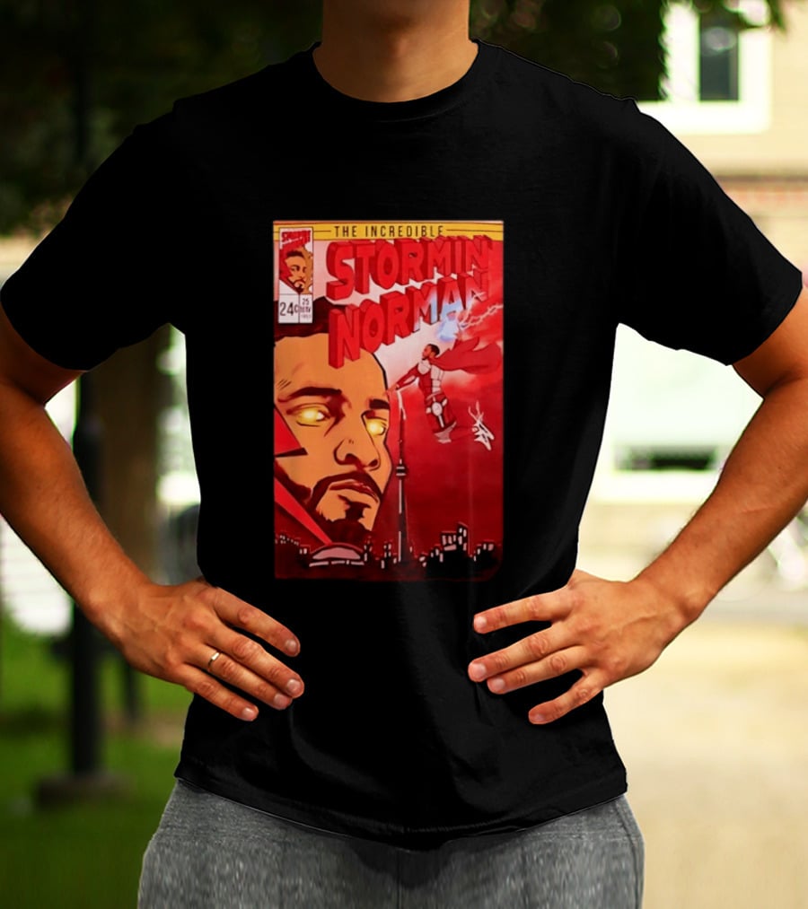 The Incredible Stormin Norman Comic Book Flying Superhero Cityscape 25 Cent Issue 24 T-Shirt