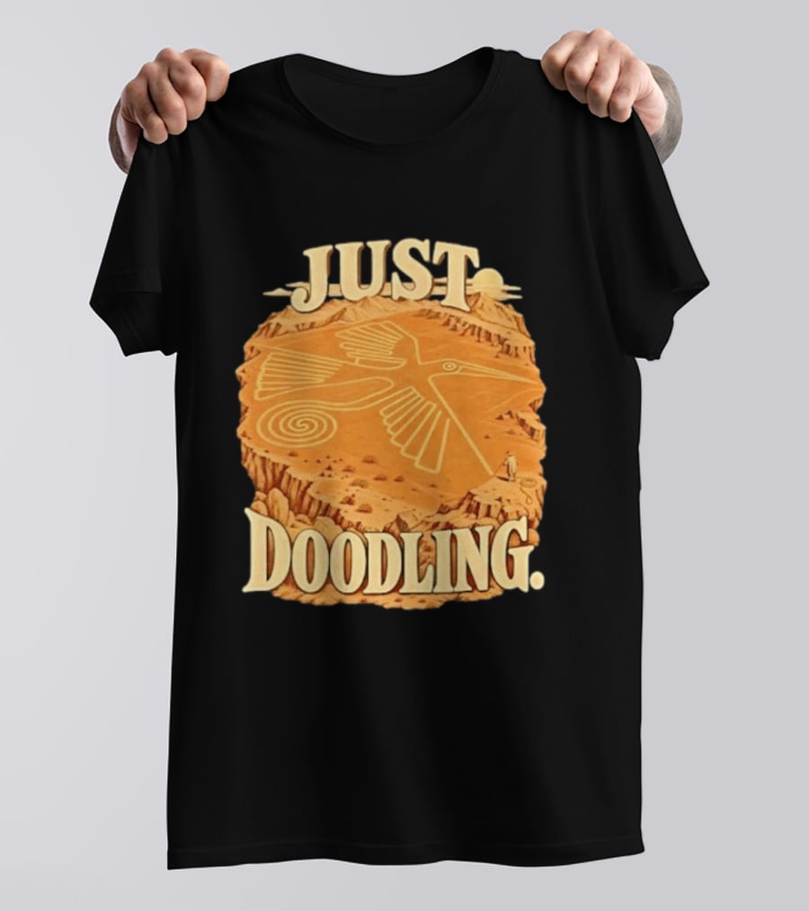 Just Doodling Nazca Lines Hummingbird Desert Landscape T-Shirt