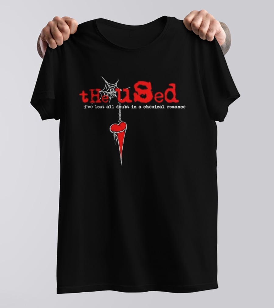 The Used I've Lost All Doubt In A Chemical Romance Heart And Spider Web T-Shirt