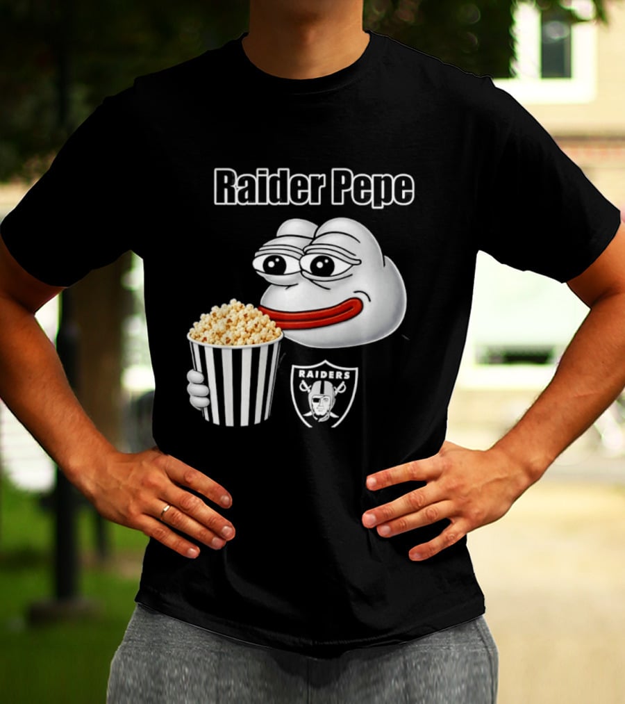 Las Vegas Raiders Raider Pepe Popcorn Meme T-Shirt
