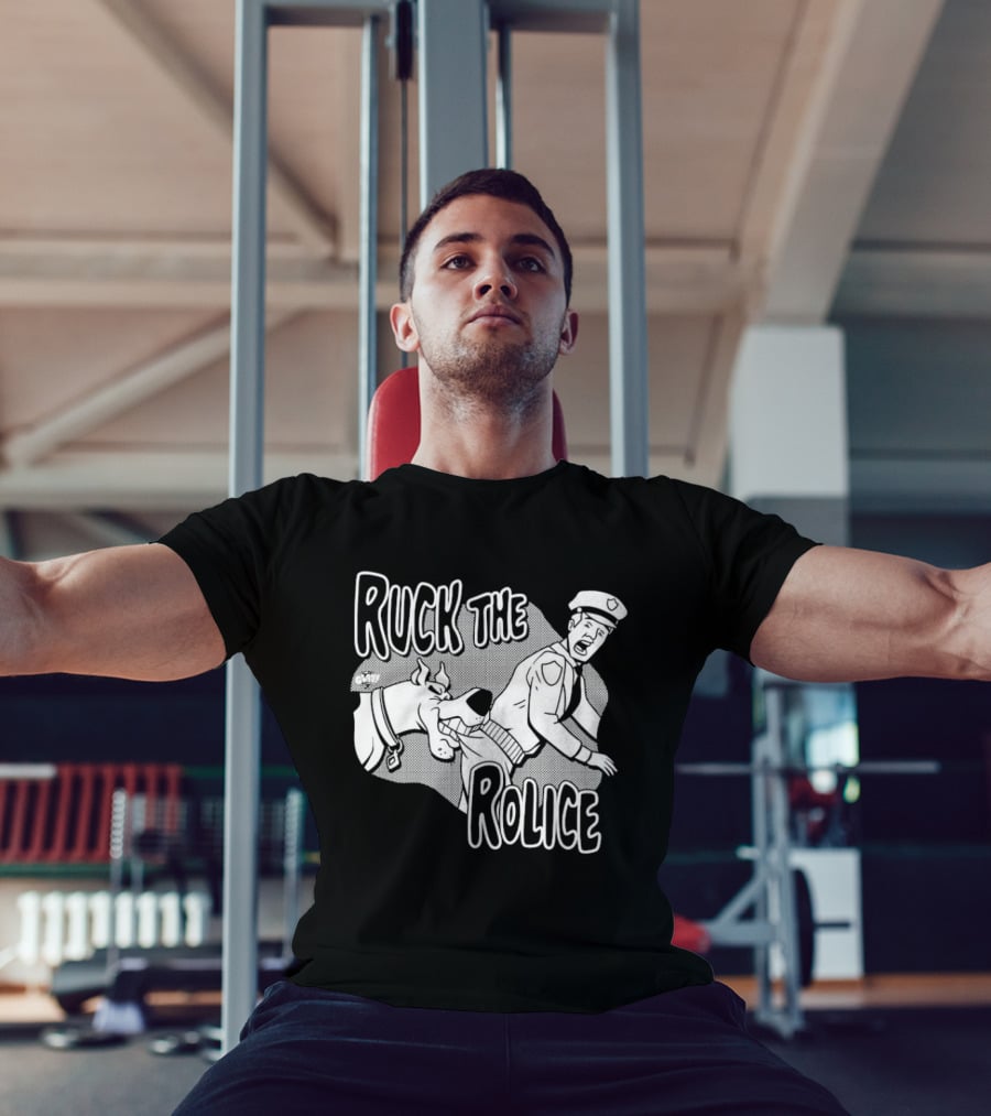 Ruck The Rolice Cartoon Dog Satire Pop Culture Police Officer And Dog T-Shirt