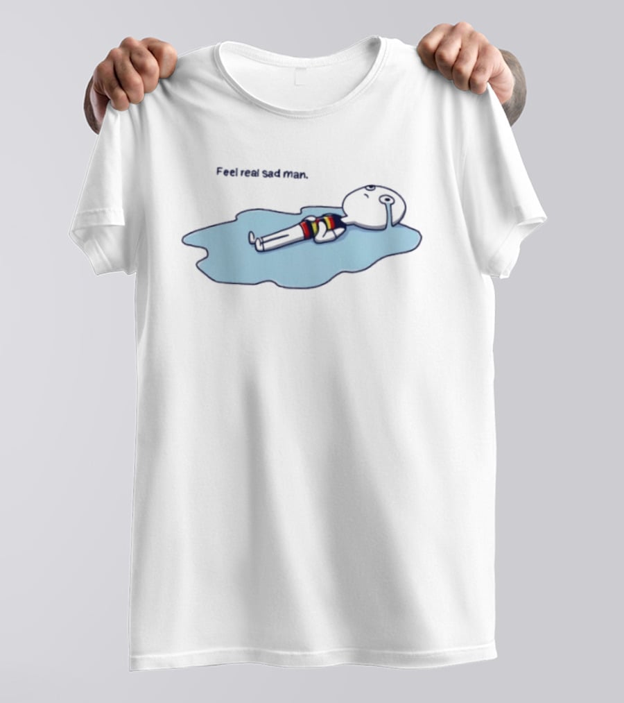 Adelaide FC Feel Real Sad Man Crying Lying Down Fan Humor T-Shirt