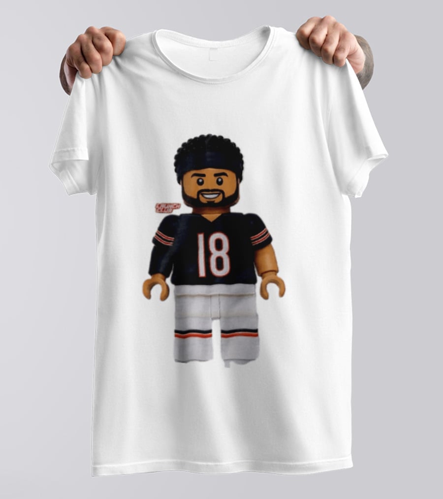 Chicago Bears Quarterback Caleb Williams 18 Lego Minifigure T-Shirt