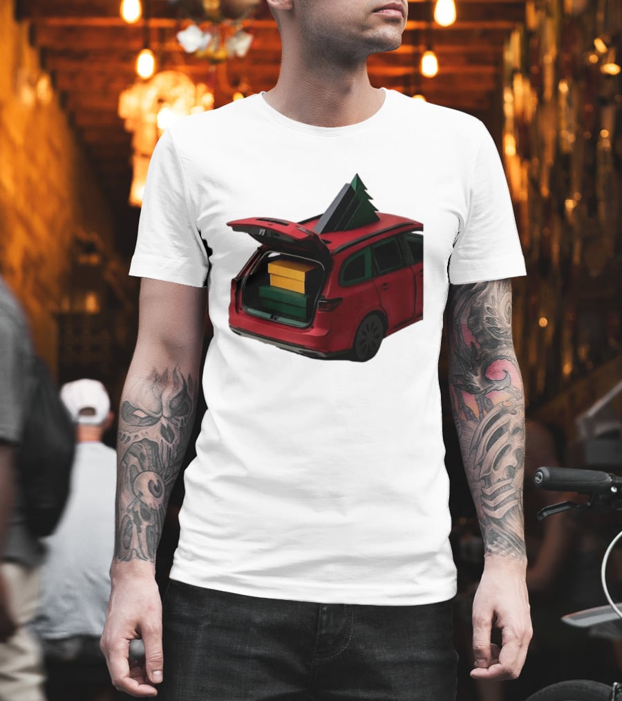 Most Likely To Pack The Car Festive Holiday Travel Scene With Christmas Tree And Gifts T-Shirt