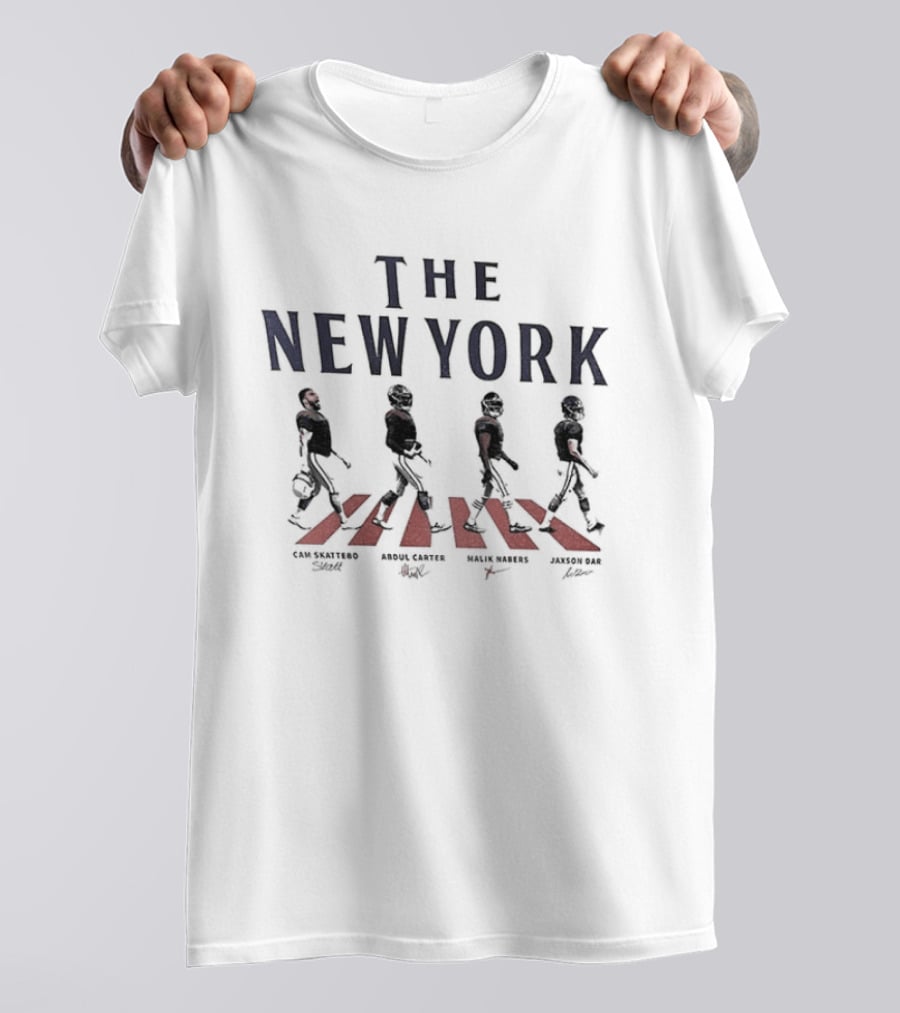 New York Walking Road Football Jaxson Dart Cam Skattebo Abbey Road T-Shirt
