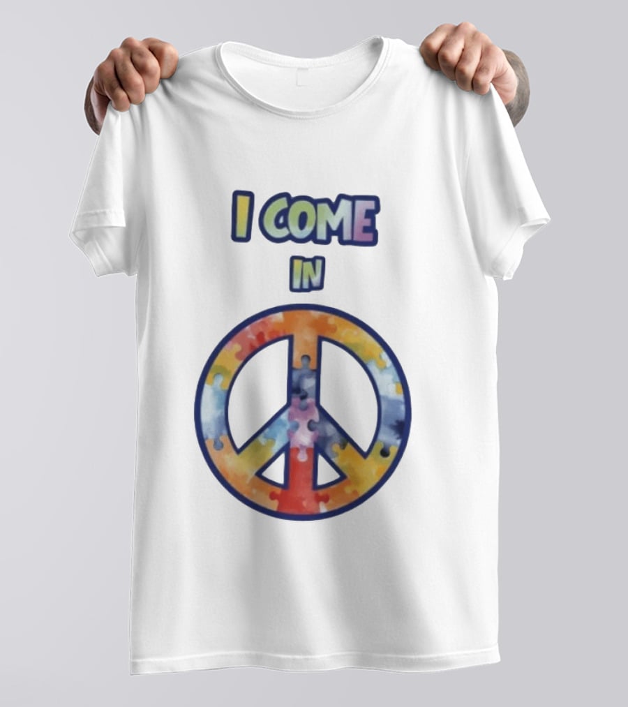 I Come In Peace Puzzle Piece Autism Awareness T-Shirt