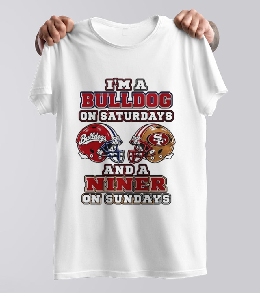I'm A Bulldog On Saturdays And A Niner On Sundays Football Helmets T-Shirt