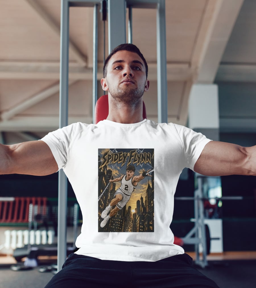 Spidey Flynn Basketball Superhero City Skyline Action T-Shirt