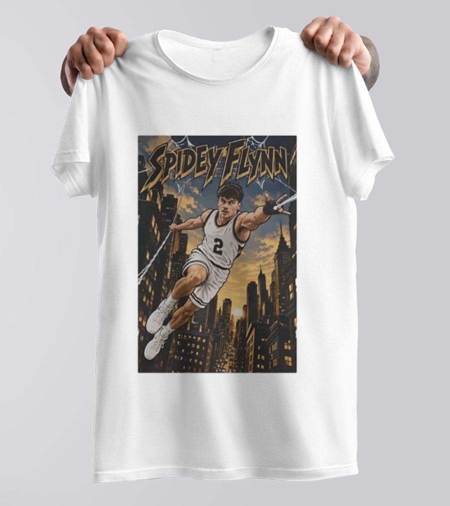 Spidey Flynn Basketball Superhero City Skyline Action T-Shirt