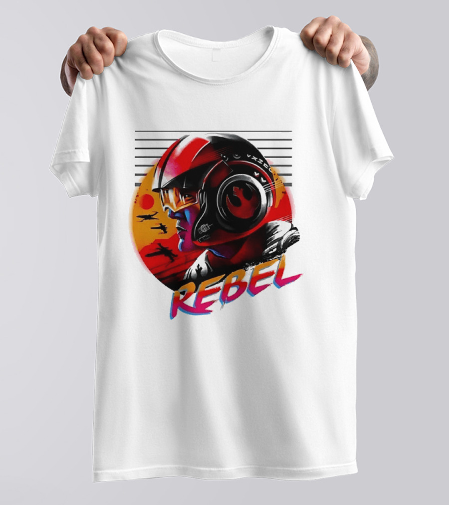Star Wars Rebel Pilot Helmet Sunset Sci Fi Rebel T-Shirt