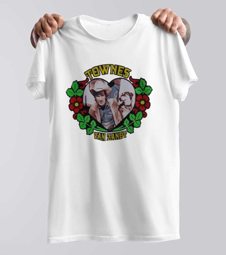 Townes Van Zandt Heart And Flowers Retro Folk T-Shirt