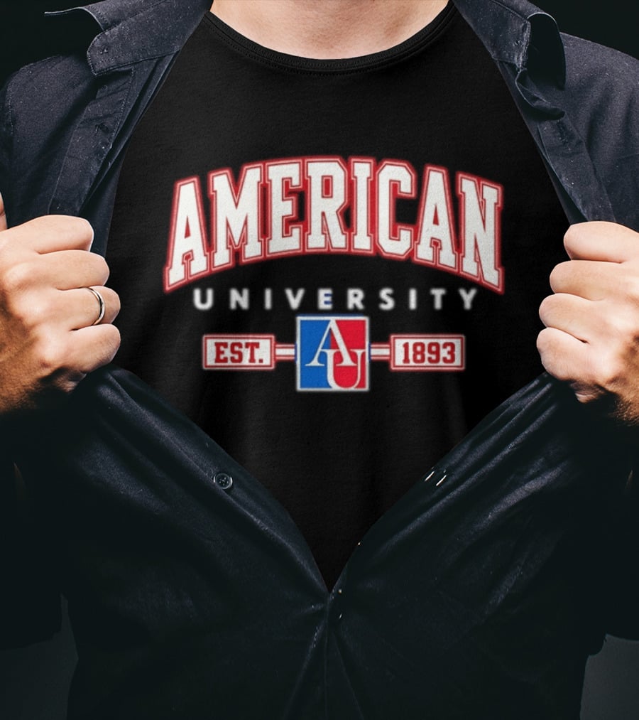 American University AU Est 1893 Logo Red White T-Shirt