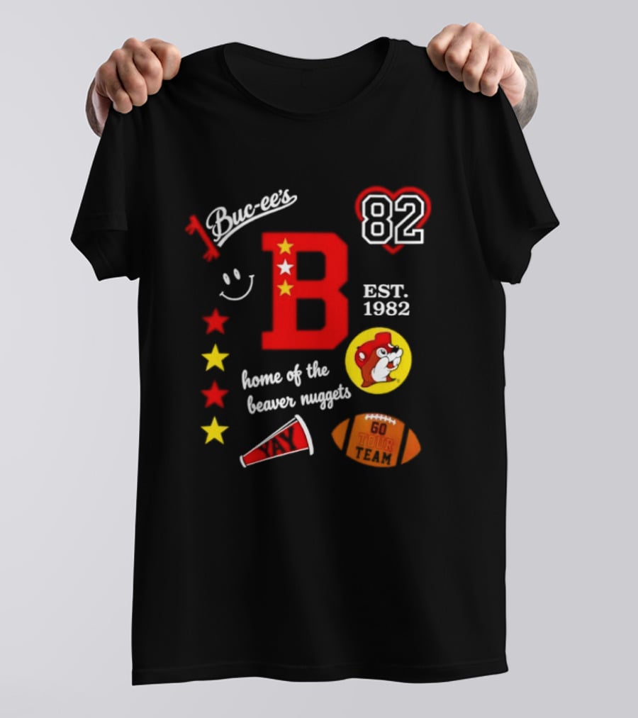 Buc Ee's 82 Est 1982 Home Of The Beaver Nuggets Football Tour T-Shirt