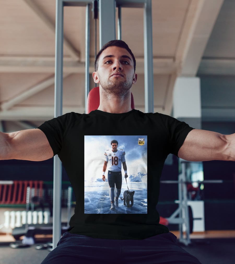Chicago Bears QB #18 Arctic Panther Fox NFL Icy Football Player Black Panther T-Shirt