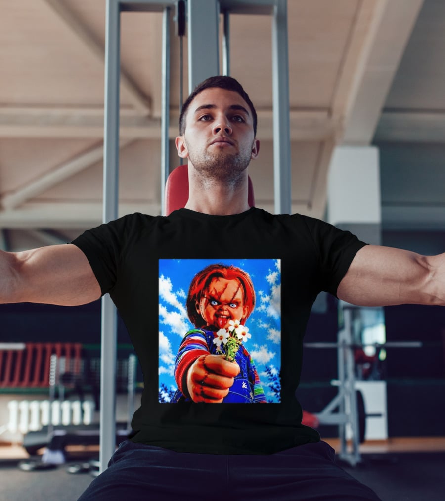 Chucky Child's Play Horror Movie Flowers Gesture T-Shirt