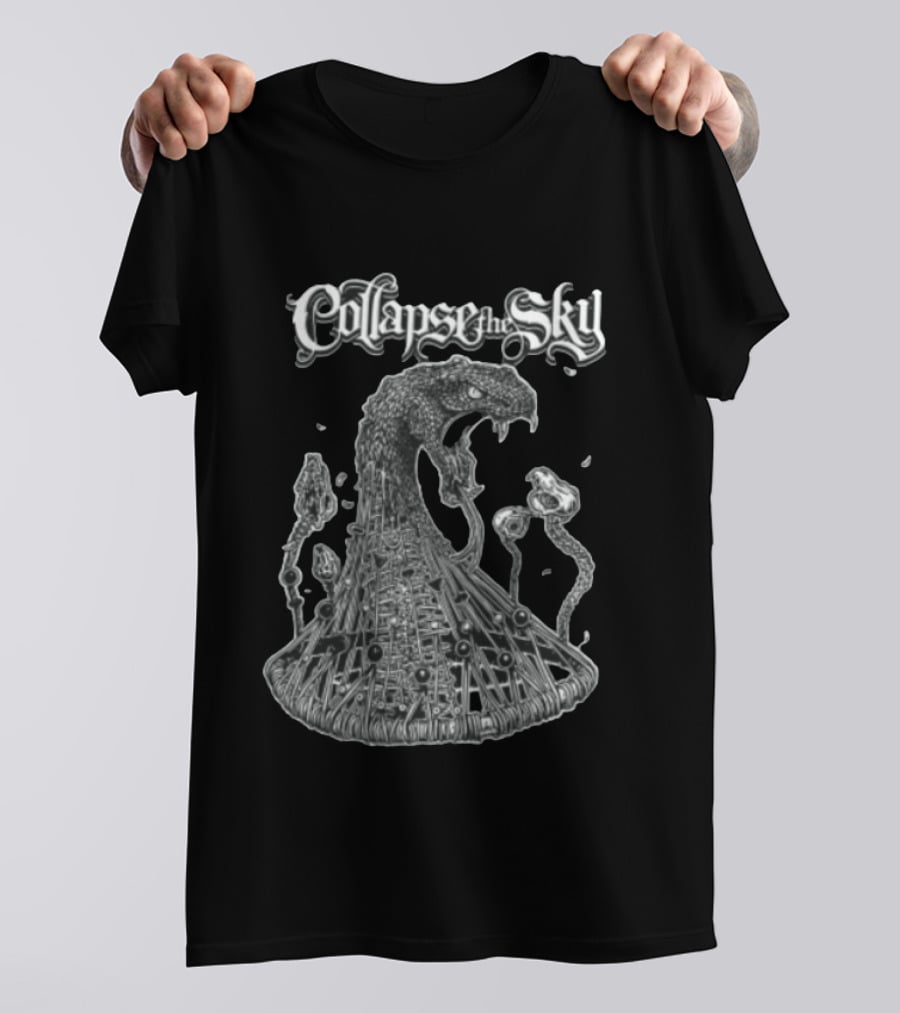 Collapse The Sky Monstrous Serpent Cage Skulls Line T-Shirt