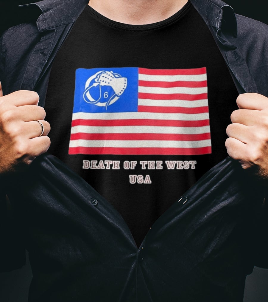 Death Of The West USA Flag Hockey Mask And Crossbones 6 T-Shirt
