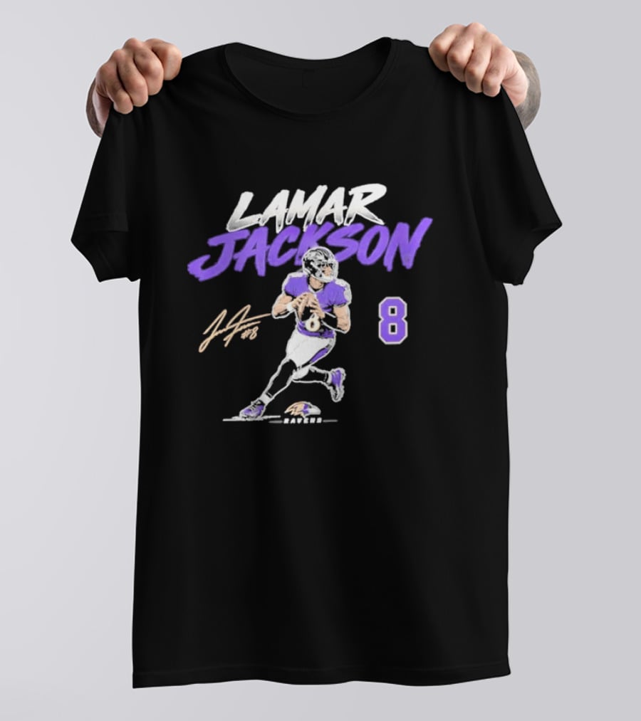 Lamar Jackson 8 Baltimore Ravens Football 2026 T-Shirt