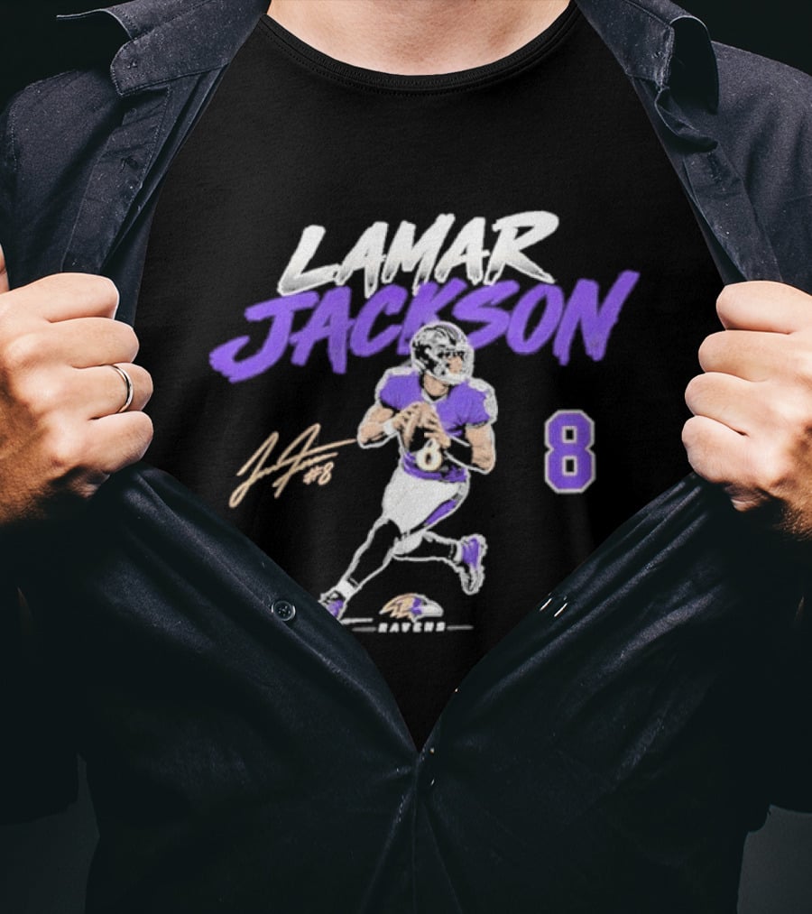 Lamar Jackson 8 Baltimore Ravens Football 2026 T-Shirt