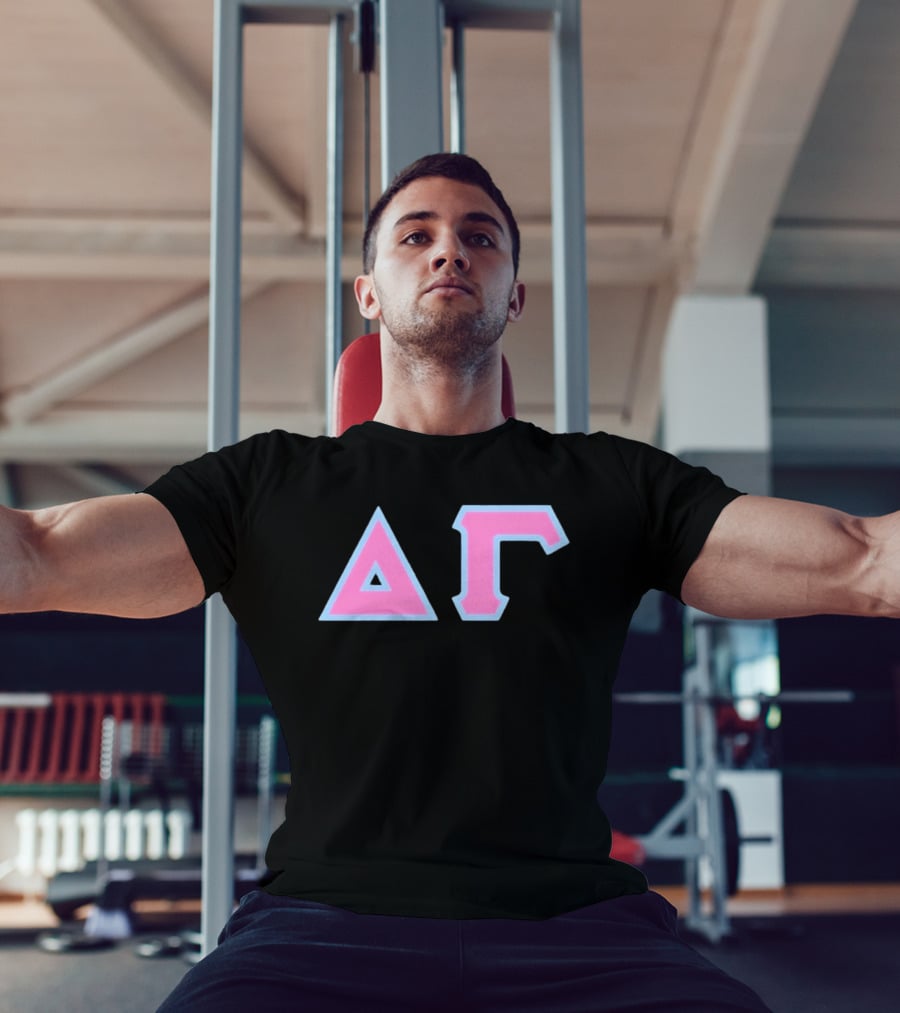 Delta Gamma Sorority Greek Letters Pink And Blue T-Shirt