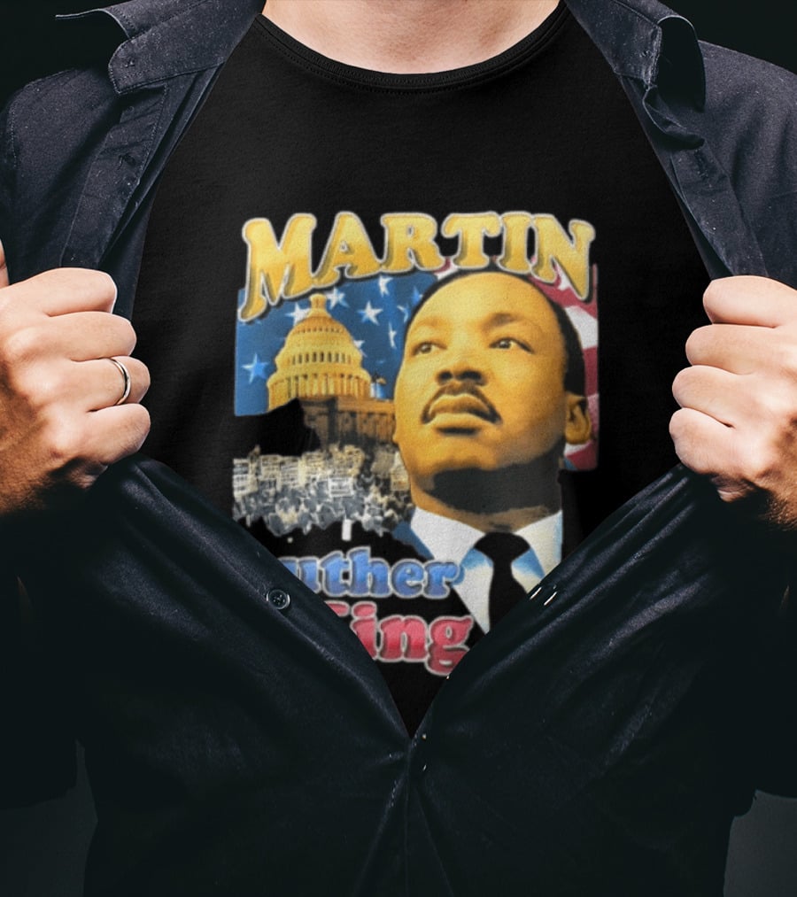 Martin Luther King Jr US Capitol American Flag Civil Rights March T-Shirt