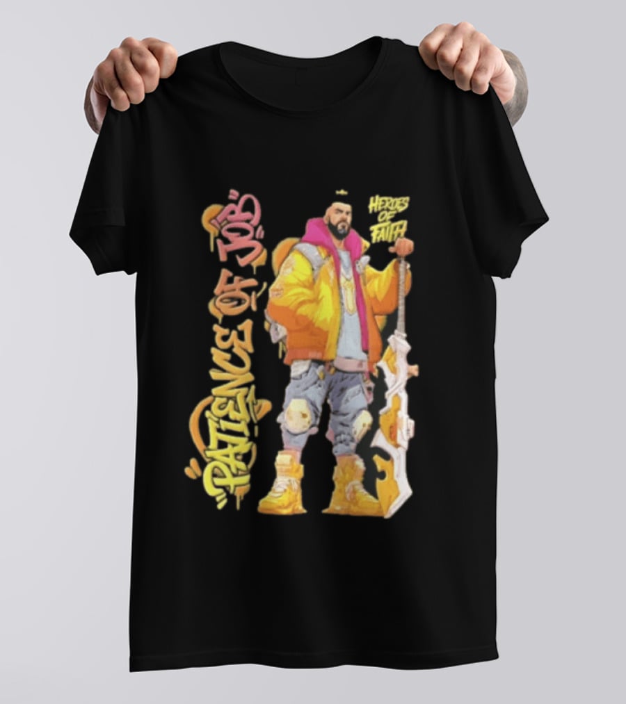 Patience Of Job Heroes Of Faith Bearded Man Sword Cartoon T-Shirt