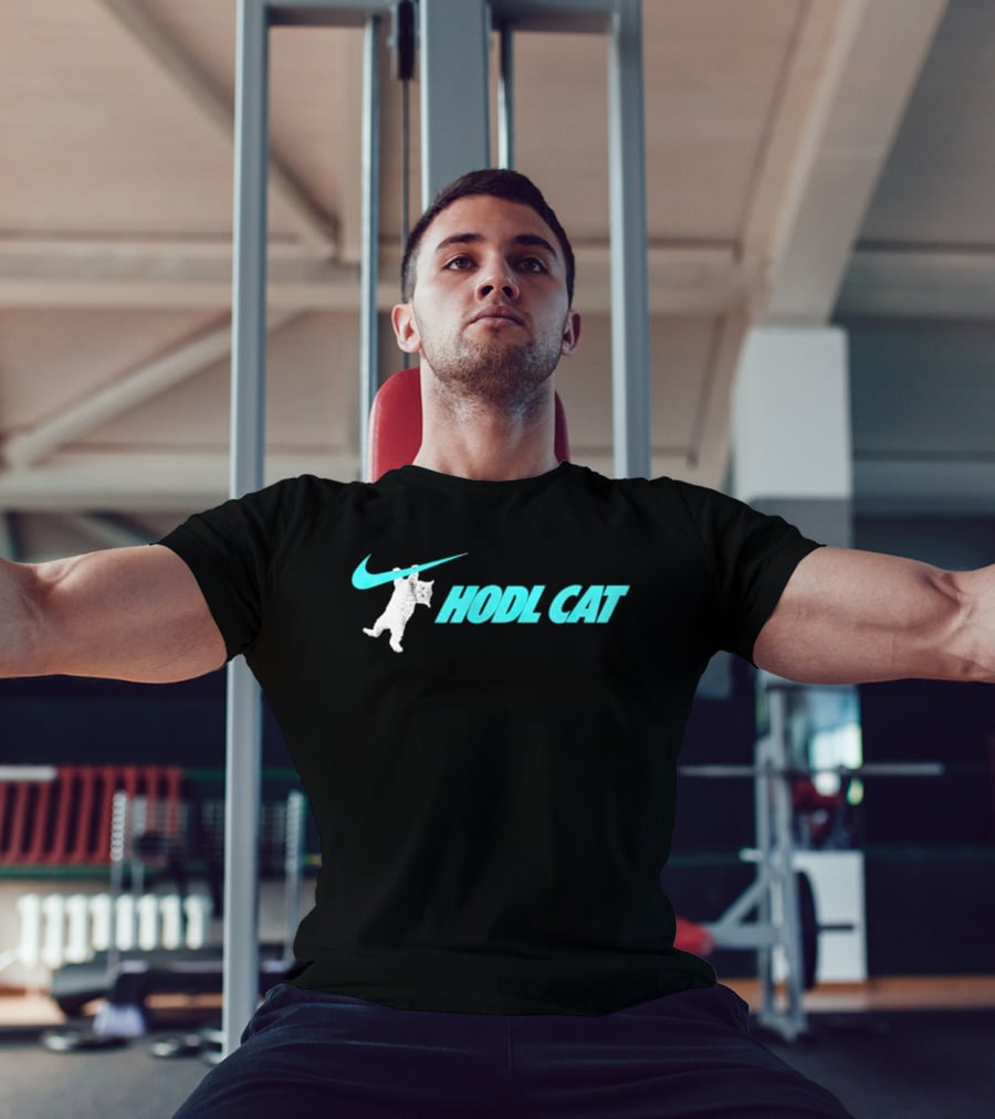 Hodl Cat Crypto Bitcoin Investing Kitten With Iconic Swoosh T-Shirt