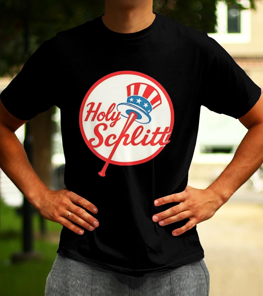 Holy Schlitt Uncle Sam Hat Patriotic Baseball T-Shirt
