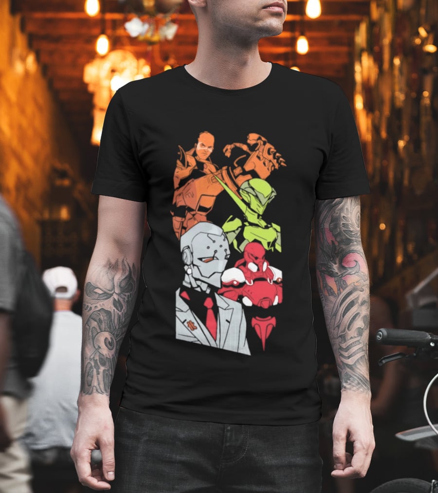 Over Characters Group Sigma Genji Reinhardt Colorful T-Shirt