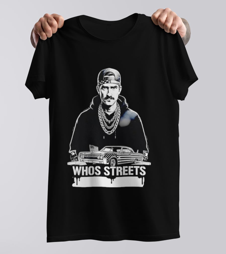 Whos Streets American Flag Car And Man Street Chain Hip Hop Culture T-Shirt
