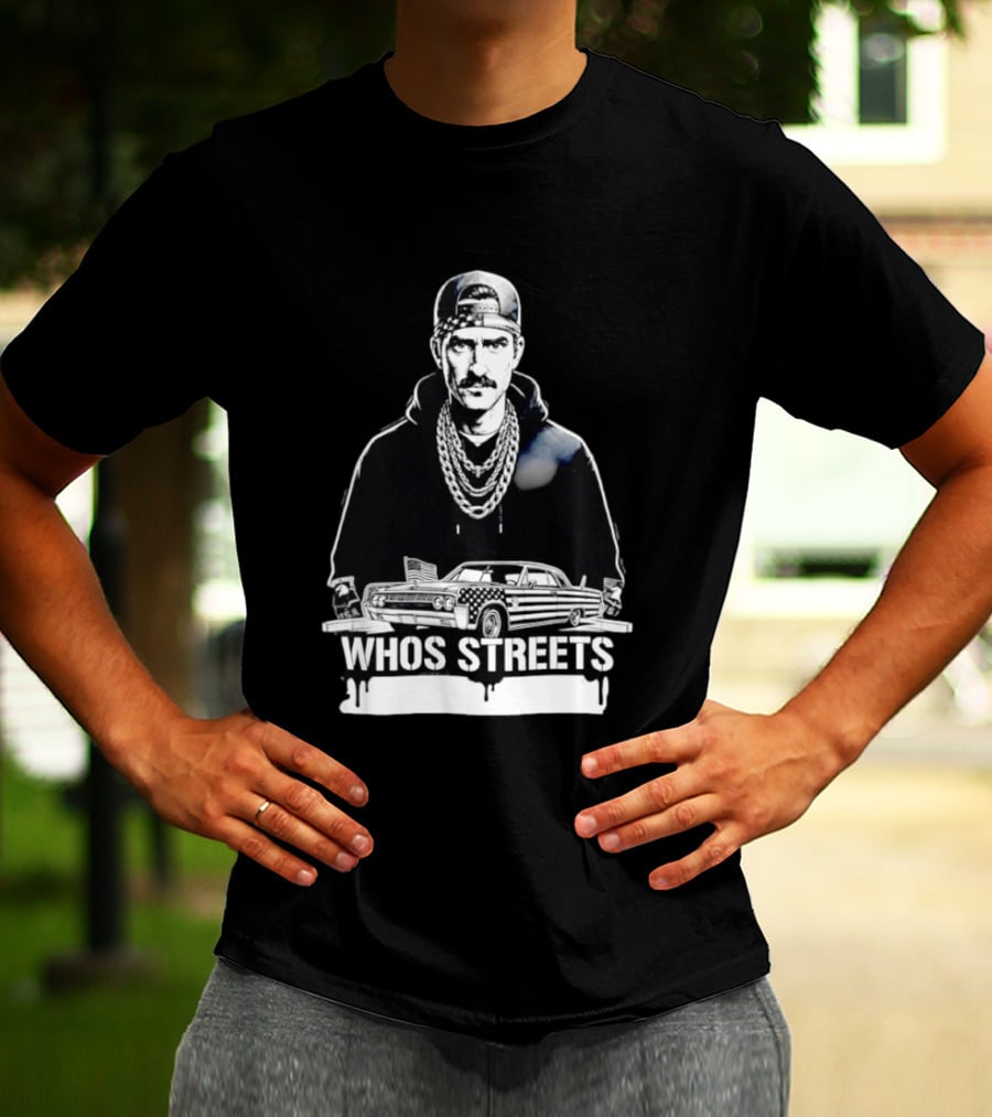 Whos Streets American Flag Car And Man Street Chain Hip Hop Culture T-Shirt