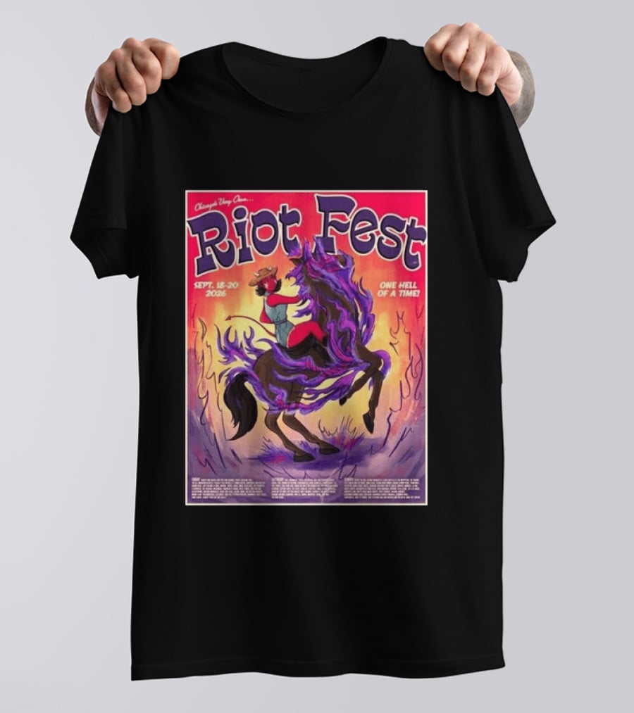 Chicago Douglass Park Riot Fest 2026 Devil Cowgirl Artwork September 18 20 One Hell Of A Time T-Shirt