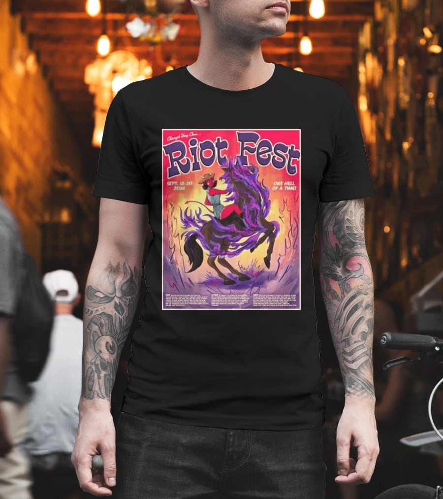 Chicago Douglass Park Riot Fest 2026 Devil Cowgirl Artwork September 18 20 One Hell Of A Time T-Shirt