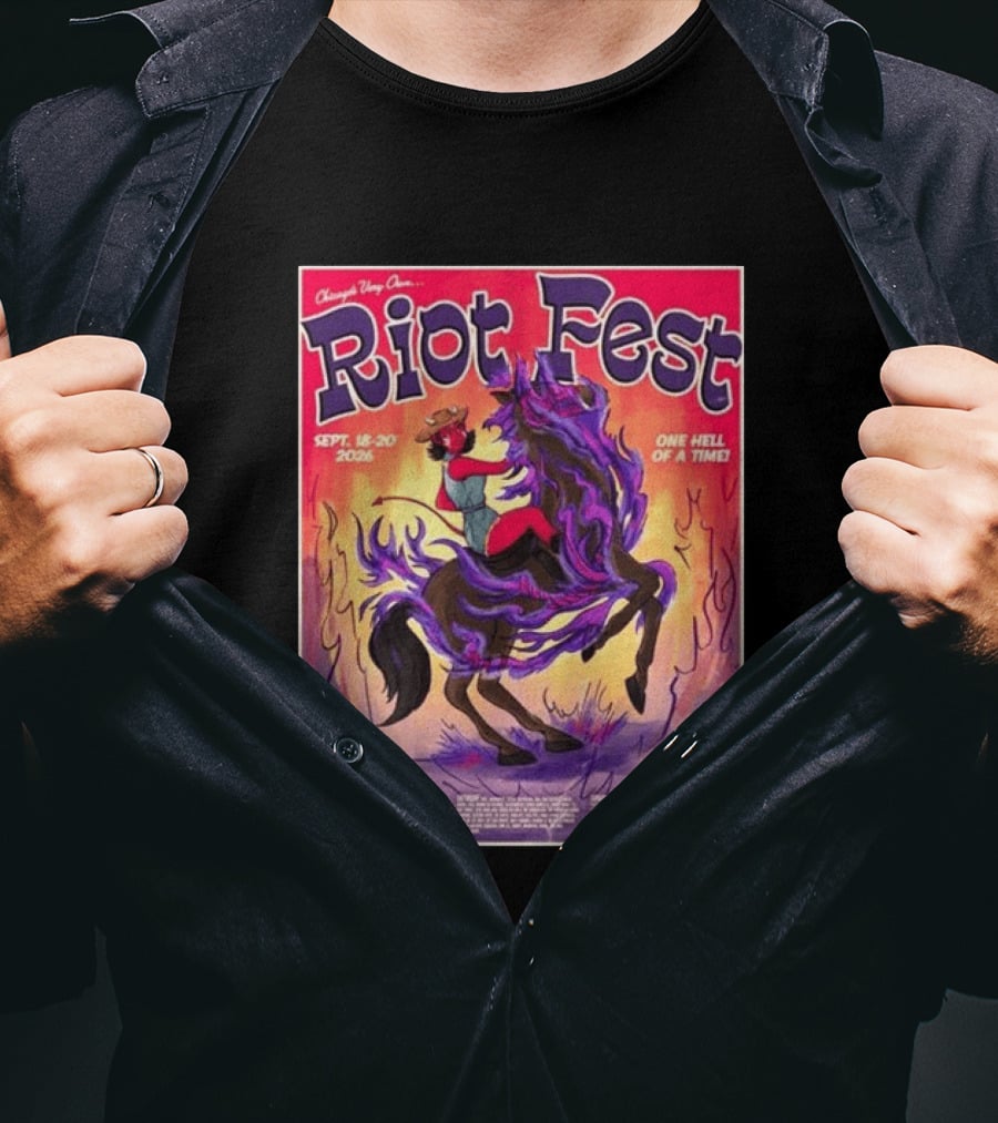 Chicago Douglass Park Riot Fest 2026 Devil Cowgirl Artwork September 18 20 One Hell Of A Time T-Shirt