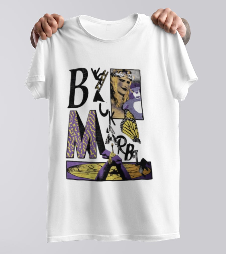 Black Marble Butterfly Tied Hands Woman Ladder T-Shirt
