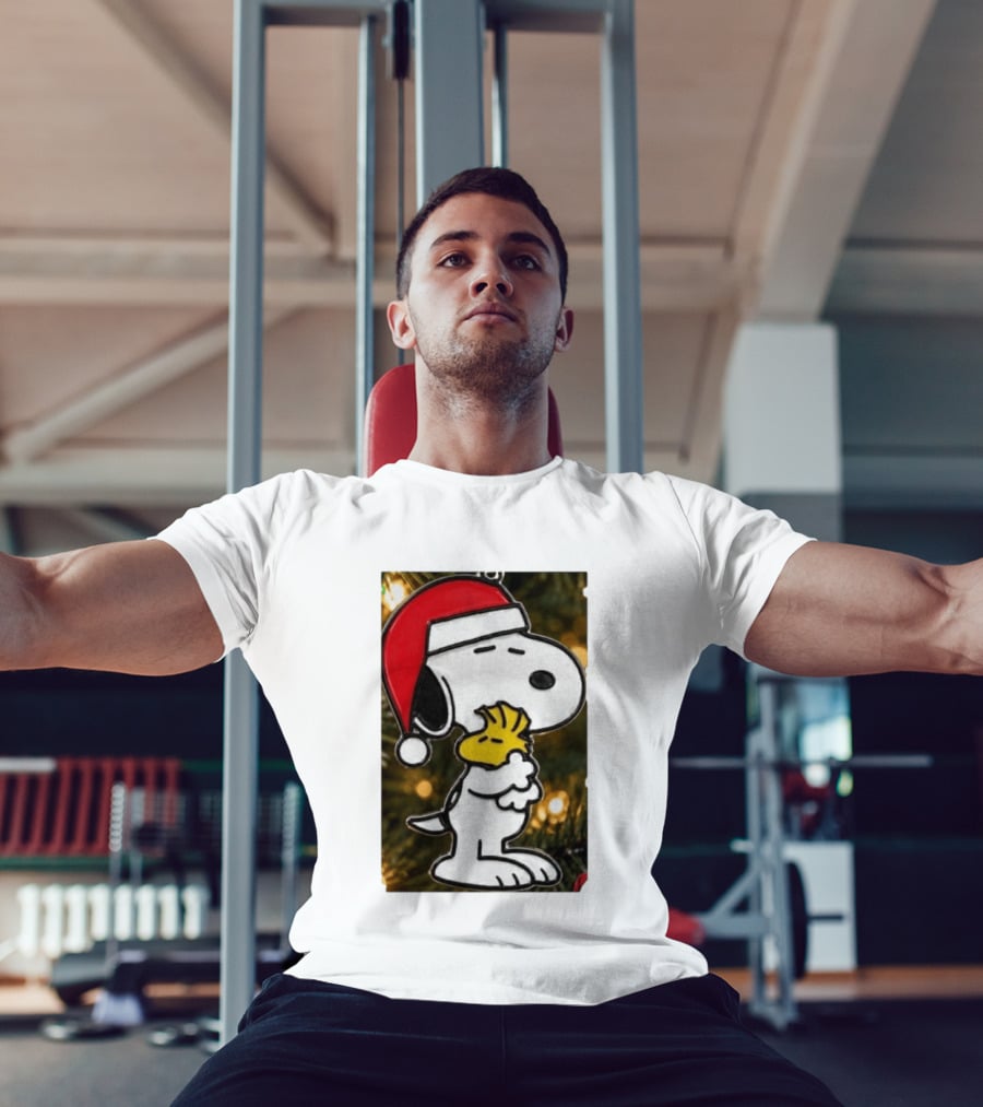Snoopy Woodstock Christmas Hugging Best Holiday Gift Peanuts T-Shirt