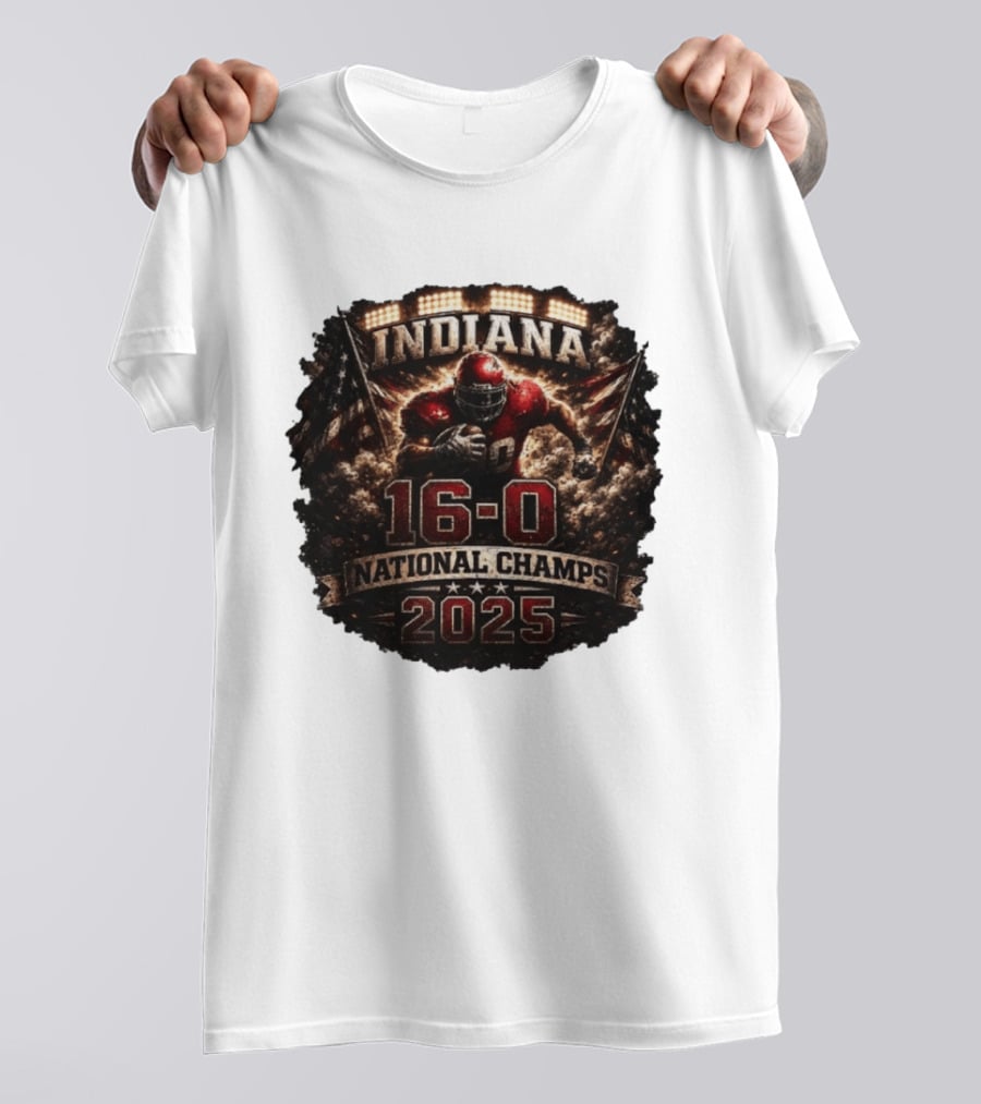 Indiana 16 0 National Champs 2025 Football Victory Celebration T-Shirt