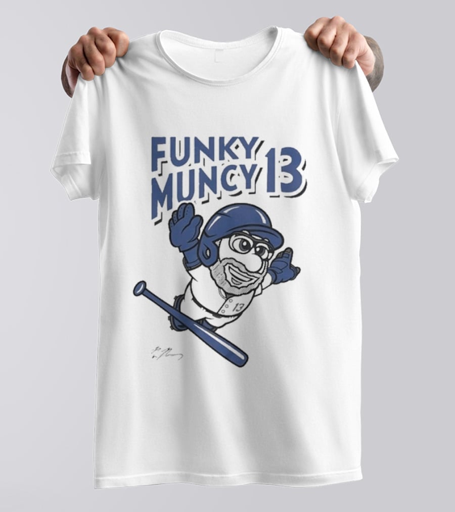 Funky Muncy 13 Max Los Angeles Dodgers Cartoon Baseball T-Shirt