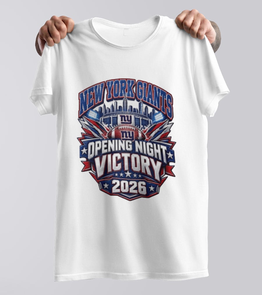 New York Giants 2026 Opening Night Victory Stadium Celebration T-Shirt
