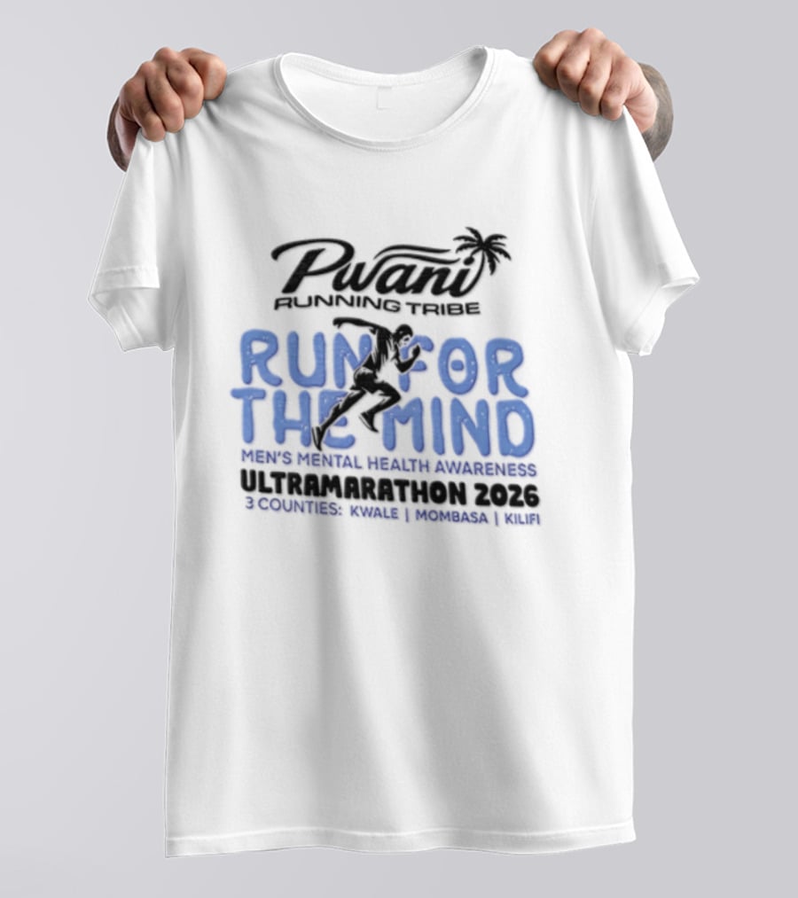 Pwani Running Tribe Run For The Mind Men's Mental Health Awareness Ultramarathon 2023 Five Countries Three Weeks Team T-Shirt