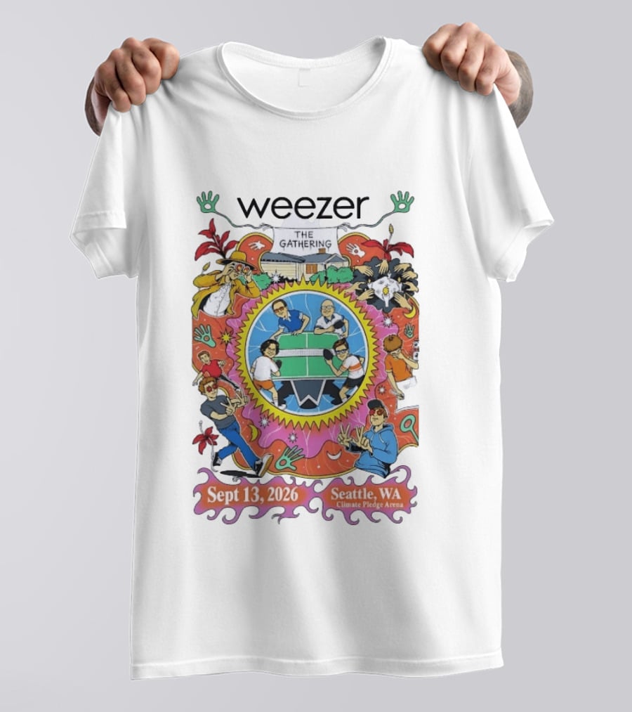 Weezer The Gathering Sept 13 2026 Seattle Climate Pledge Arena Event Collaboration T-Shirt