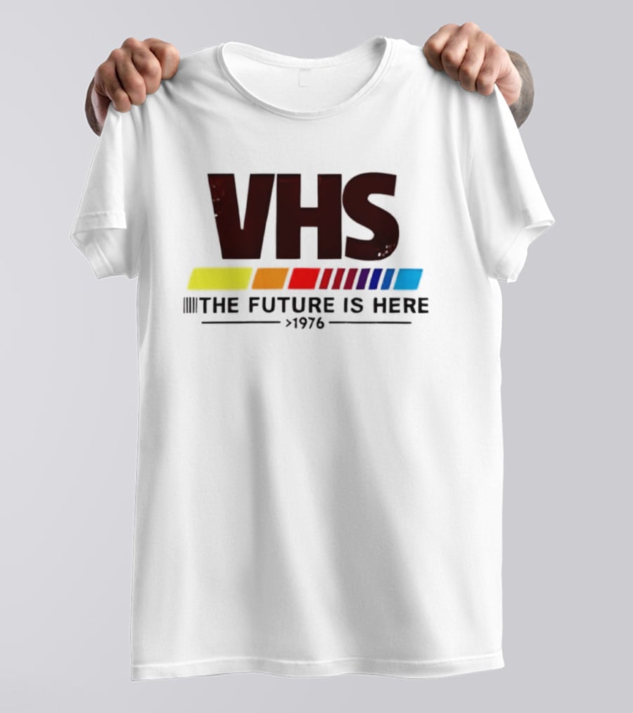 VHS The Future Is Here 1976 Retro Color Stripes T-Shirt