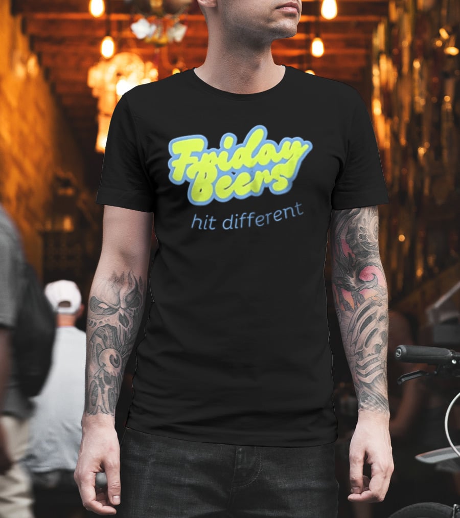 Friday Beers Hit Different Neon T-Shirt