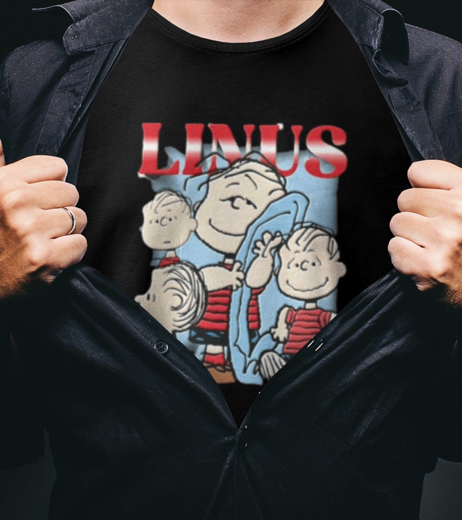Peanuts Linus Holding Blue Blanket Bootleg Sparkle 2020 Collage T-Shirt