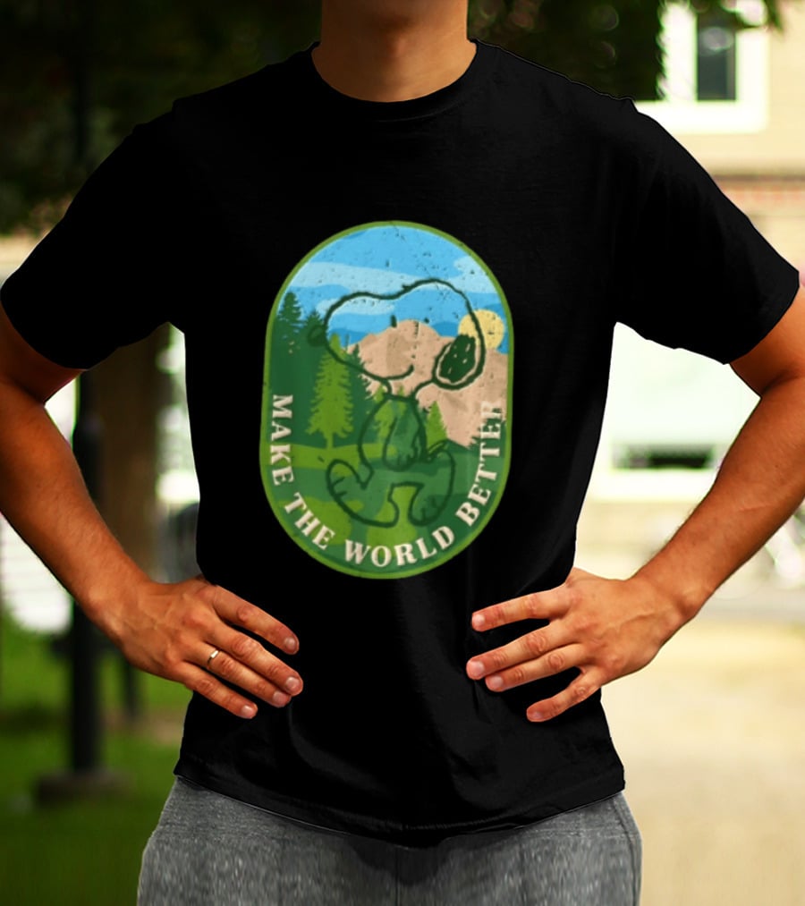 Snoopy Make The World Better Mountain Forest Retro Peanuts T-Shirt