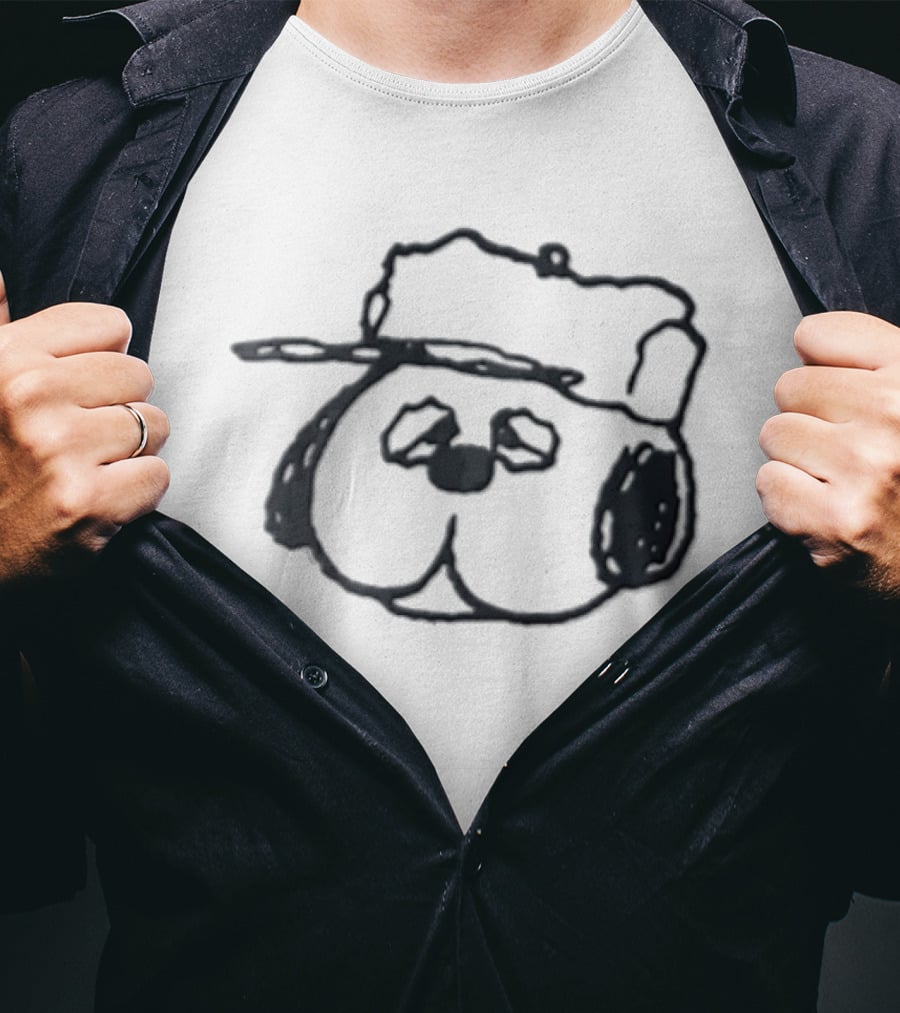 Peanuts Olaf Cartoon Droopy Dog Head Cap T-Shirt