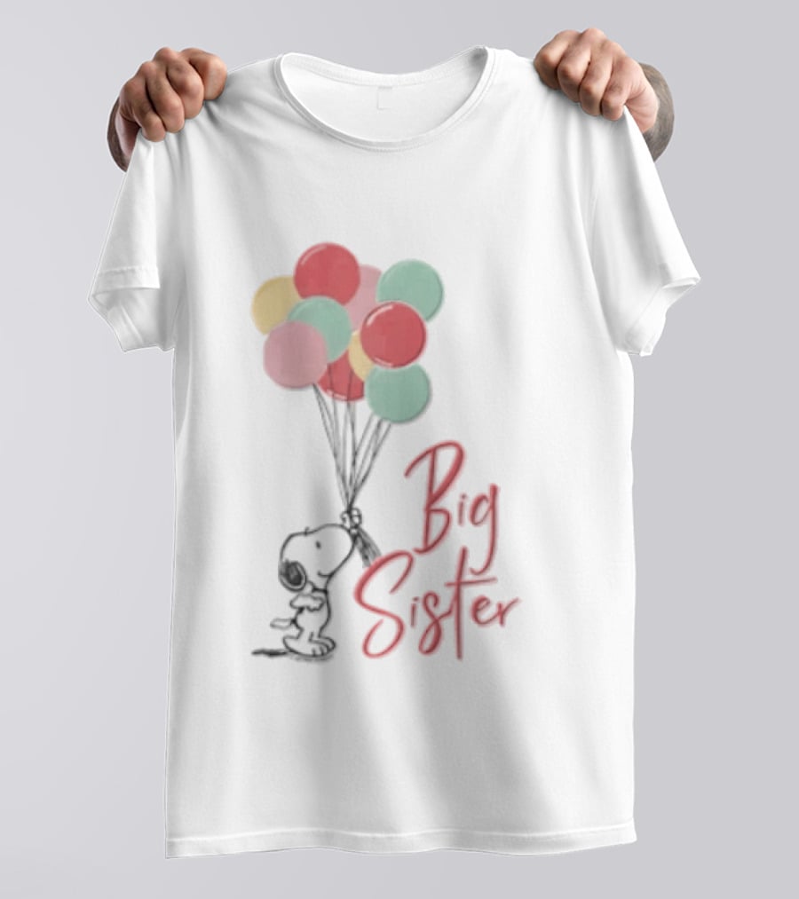 Peanuts Snoopy Big Sister Pastel Balloons Cartoon Dog T-Shirt