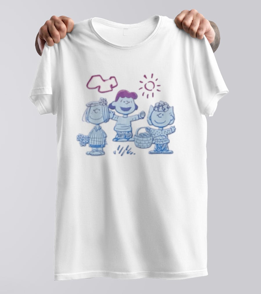 Peanuts Worldwide Easter Basket Line Cartoon Characters Sun And Clouds T-Shirt