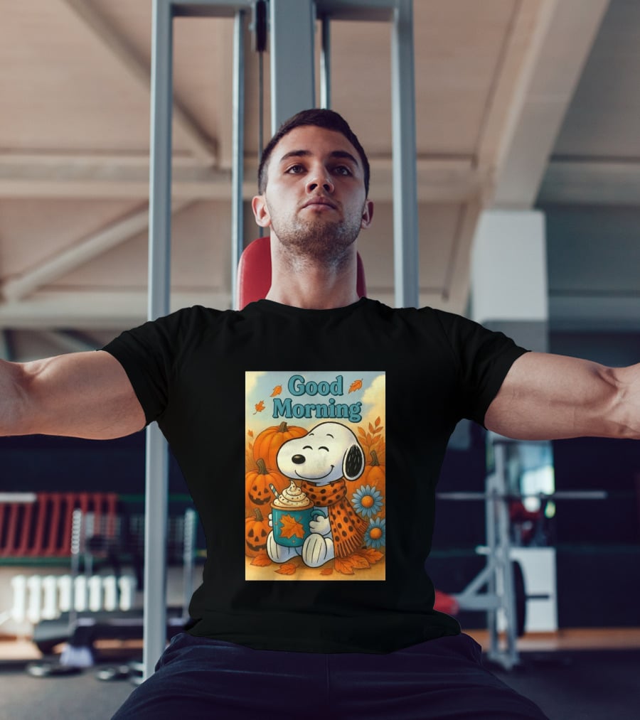 Snoopy Good Morning Autumn Pumpkin Latte Halloween T-Shirt